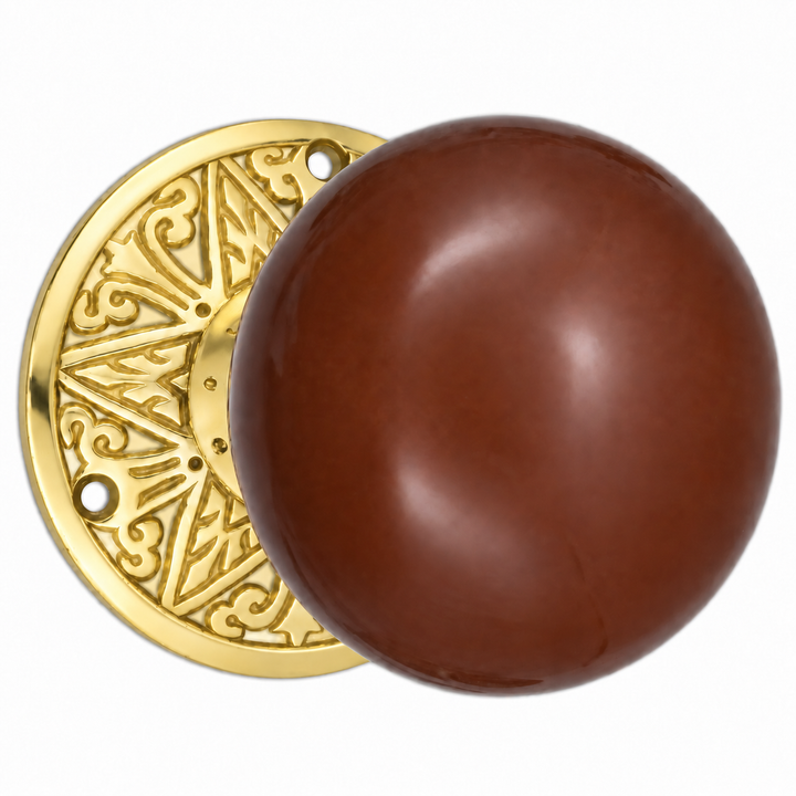 Lancaster Door Set With Brown Porcelain Knob (Several Finishes Available)