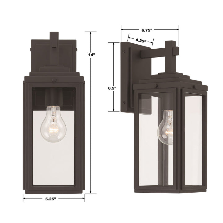 Byron 1 Light Matte Black Outdoor Sconce Crystorama