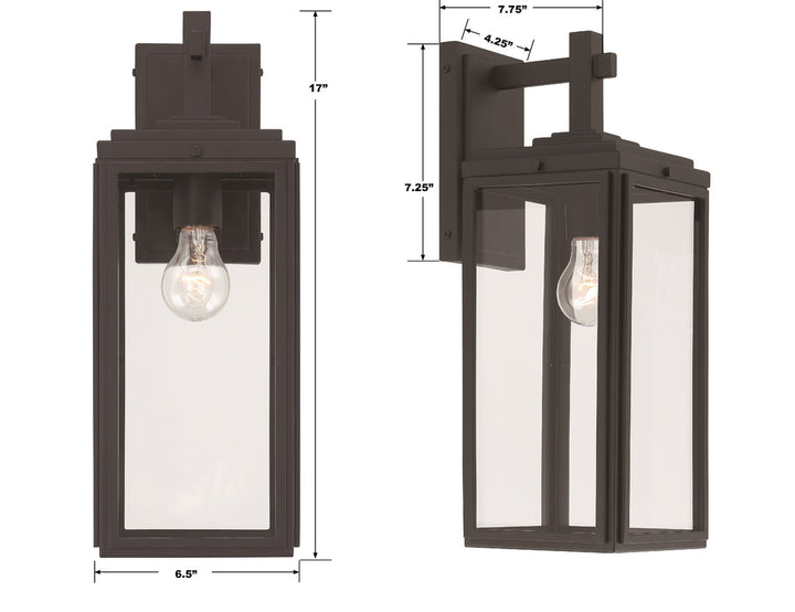 Byron 1 Light Matte Black Outdoor Sconce Crystorama