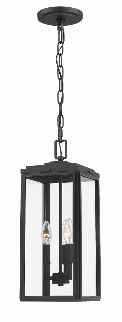 Byron 3 Light Matte Black Outdoor Pendant Crystorama