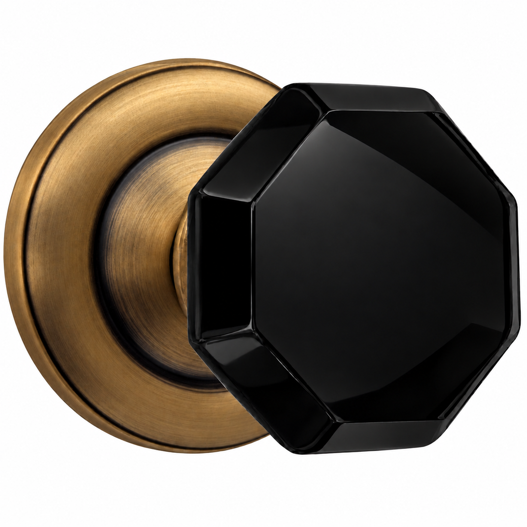 Magnifique® Classic Door Set with Black Glass Octagon Knobs (Several Finishes Available)