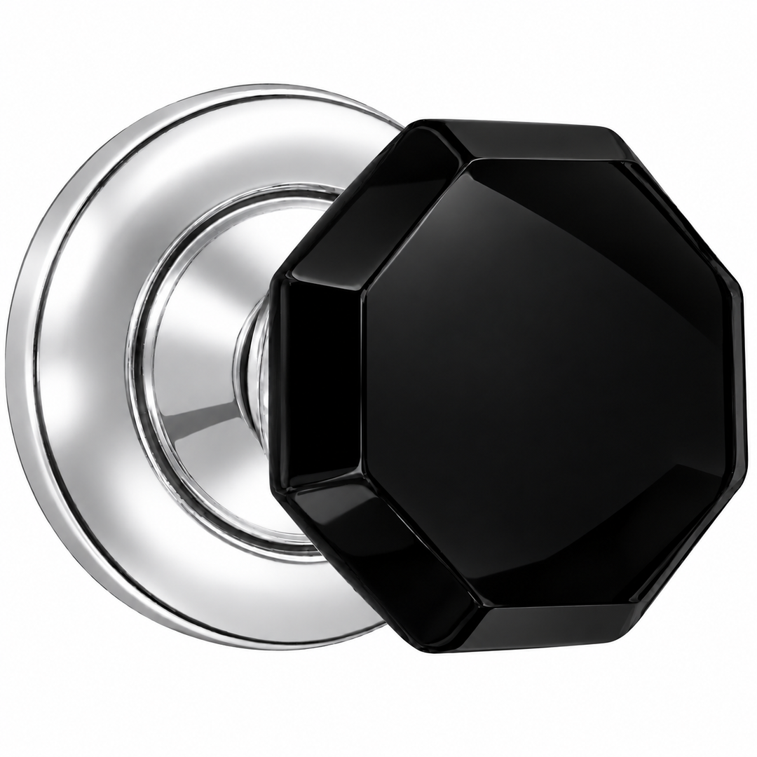 Magnifique® Classic Door Set with Black Glass Octagon Knobs (Several Finishes Available)