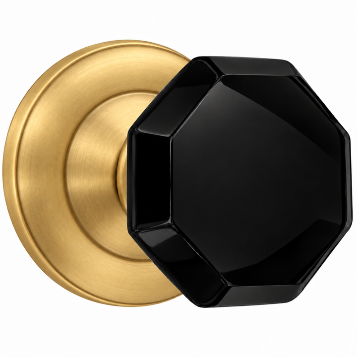 Magnifique® Classic Door Set with Black Glass Octagon Knobs (Several Finishes Available)