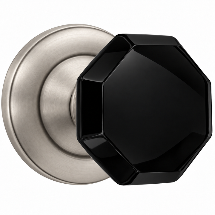 Magnifique® Classic Door Set with Black Glass Octagon Knobs (Several Finishes Available)