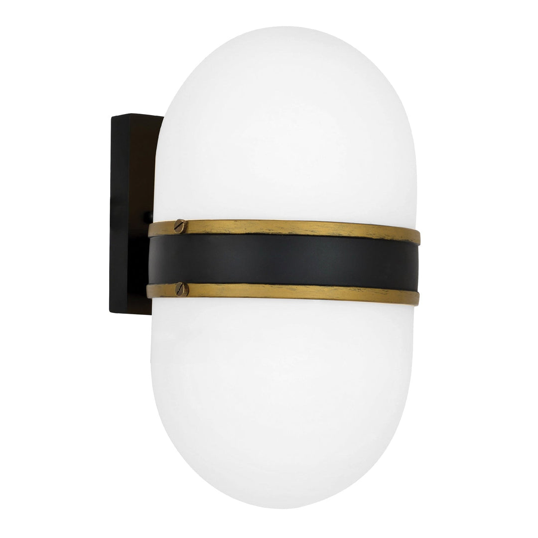 Brian Patrick Flynn Capsule 1 Light Matte Black + Textured Gold Outdoor Sconce Crystorama