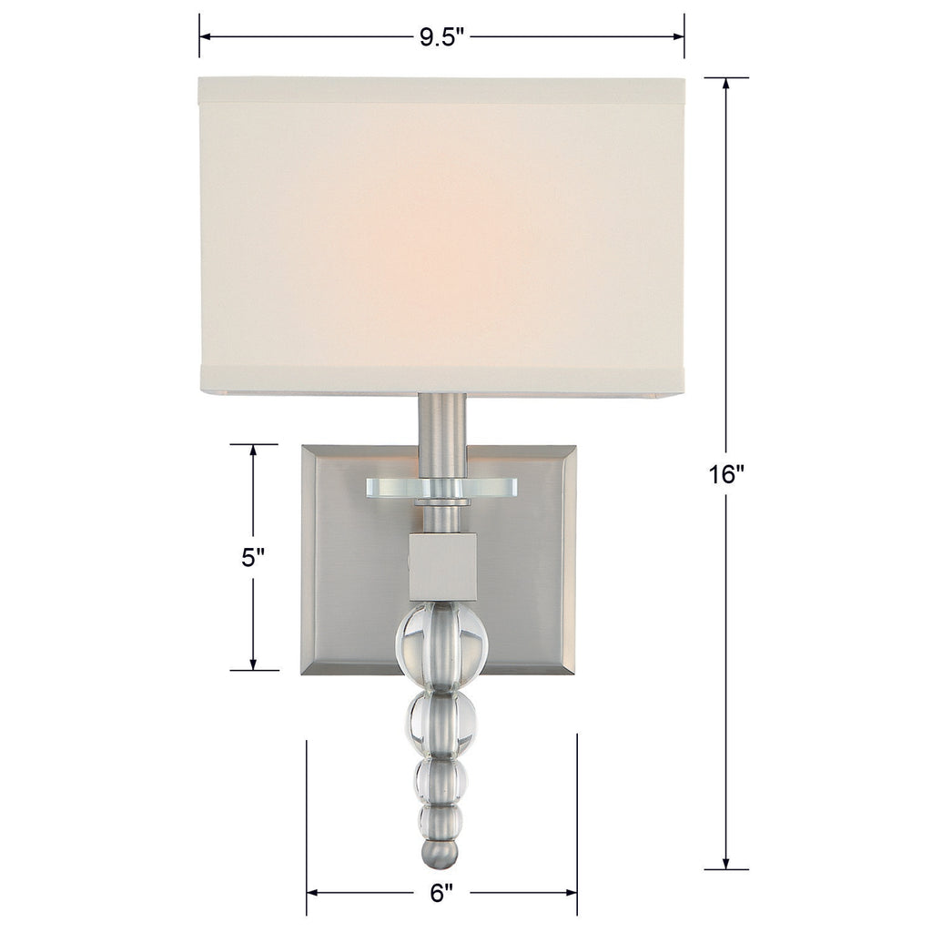 Crystorama Crystorama Clover 1 Light Brushed Nickel Sconce