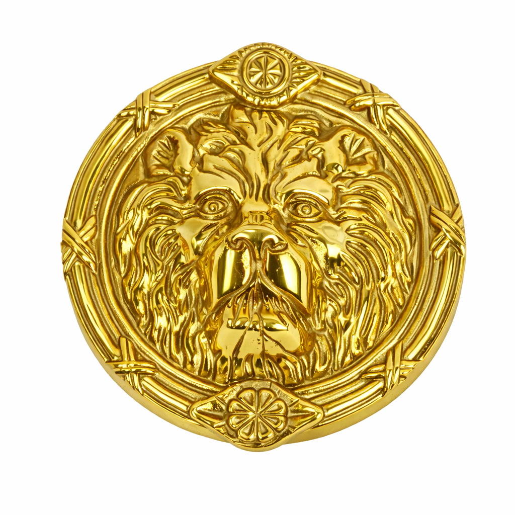 3 1/2 Inch Solid Brass Ribbon & Reed Lion Curtain Tie Back (Several Finishes Available)