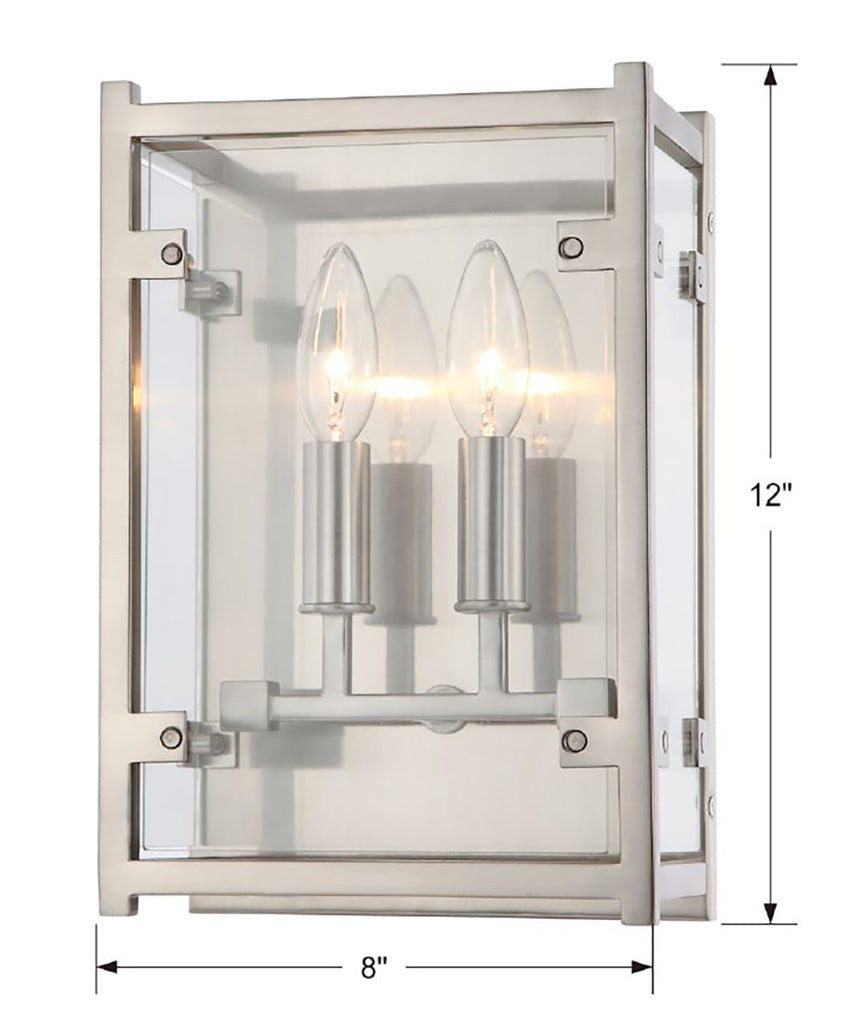 Crystorama Crystorama Danbury 2 Light Brushed Nickel Sconce