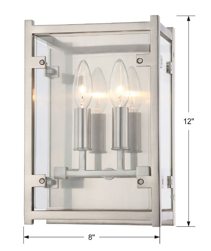 Crystorama Crystorama Danbury 2 Light Brushed Nickel Sconce