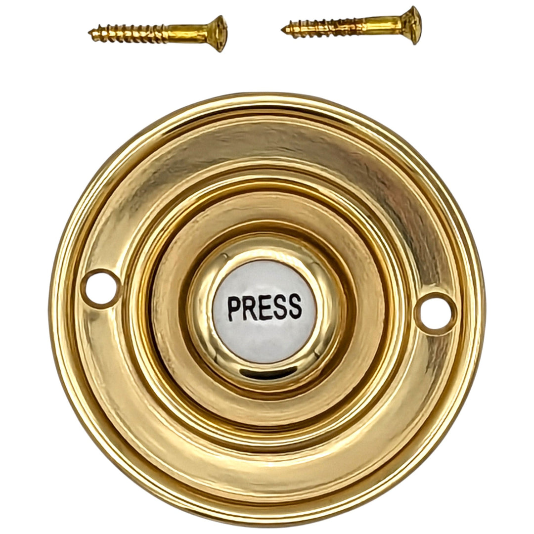 2 1/3 Inch Solid Brass Porcelain "Press" Doorbell Button (Several Finishes Available) COPPER MOUNTAIN HARDWARE