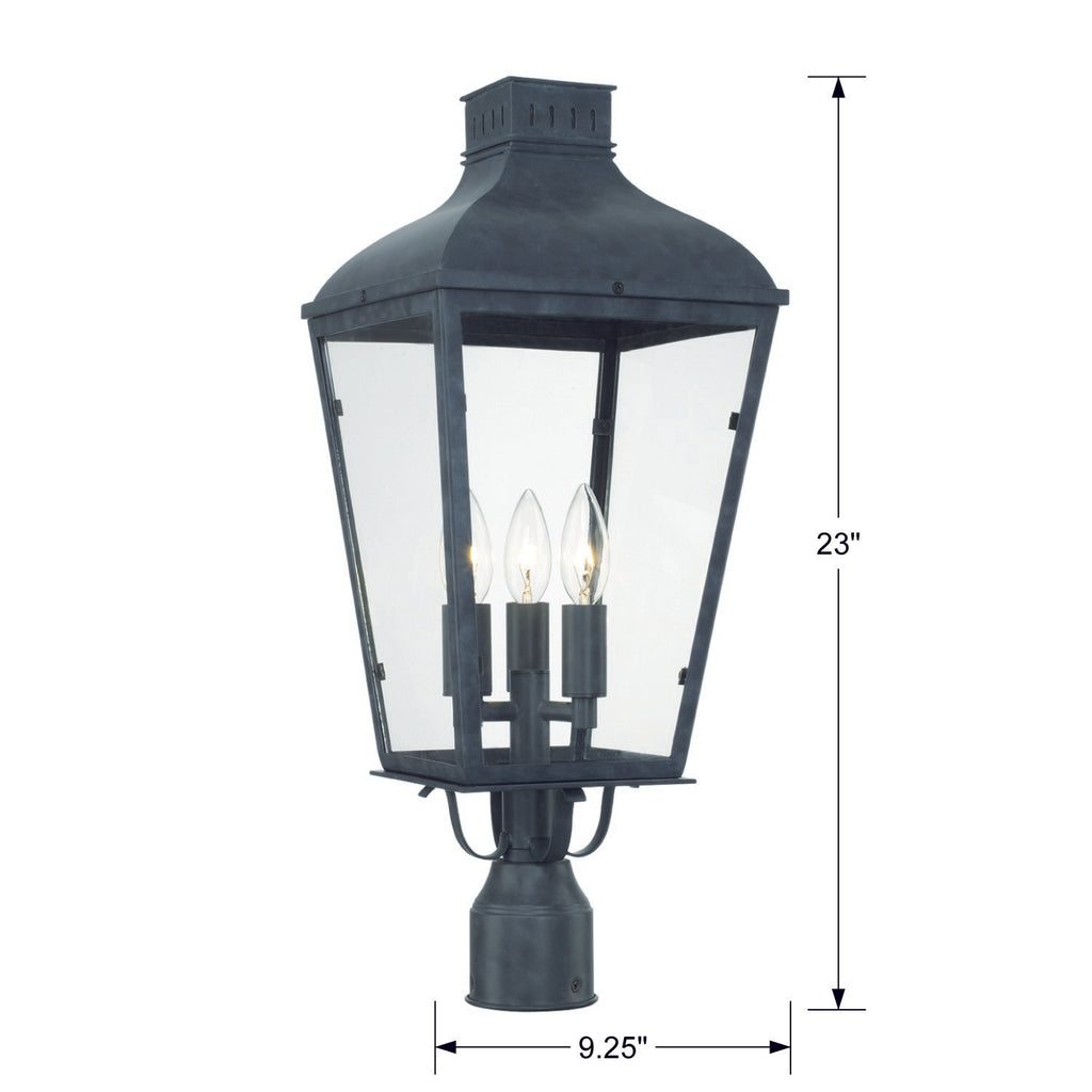 Dumont 3 Light Graphite Outdoor Post Crystorama