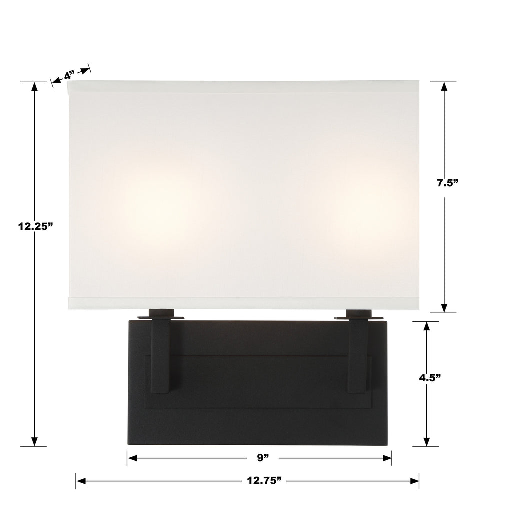 Crystorama Crystorama Durham 2 Light Black Forged Sconce
