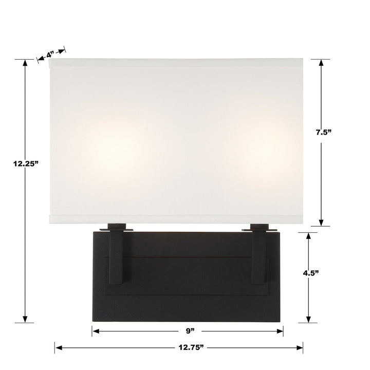 Crystorama Crystorama Durham 2 Light Black Forged Sconce