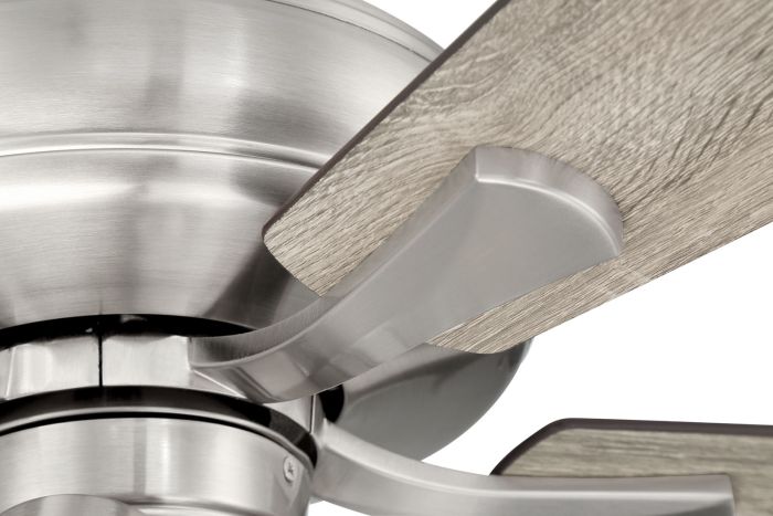 ##Antique Hardware## 52" Eos Clear 4 Light in Brushed Polished Nickel w/ Driftwood/Walnut Blades