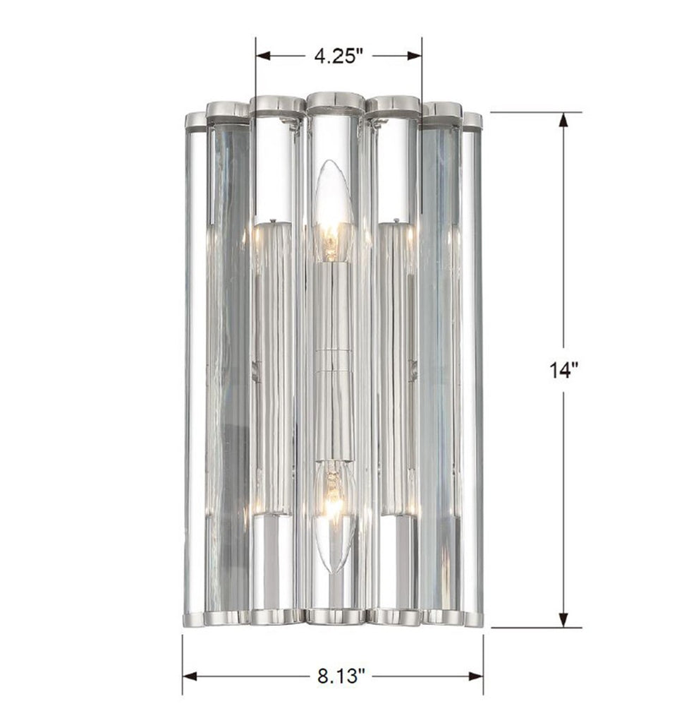 Crystorama Crystorama Libby Langdon Elliot 2 Light Polished Nickel Sconce
