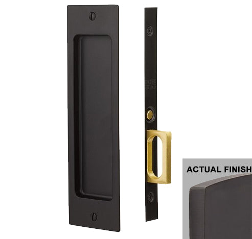 EMTEK Sandcast Rustic Modern Rectangular Keyed Privacy Pocket Door Mortise