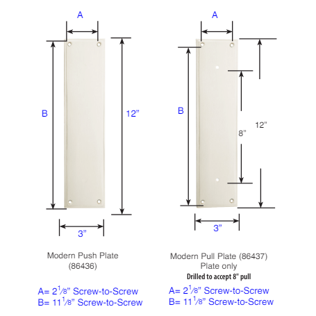##Antique Hardware## 12 Inch Solid Brass Modern Urban Modern Push & Pull Door Set