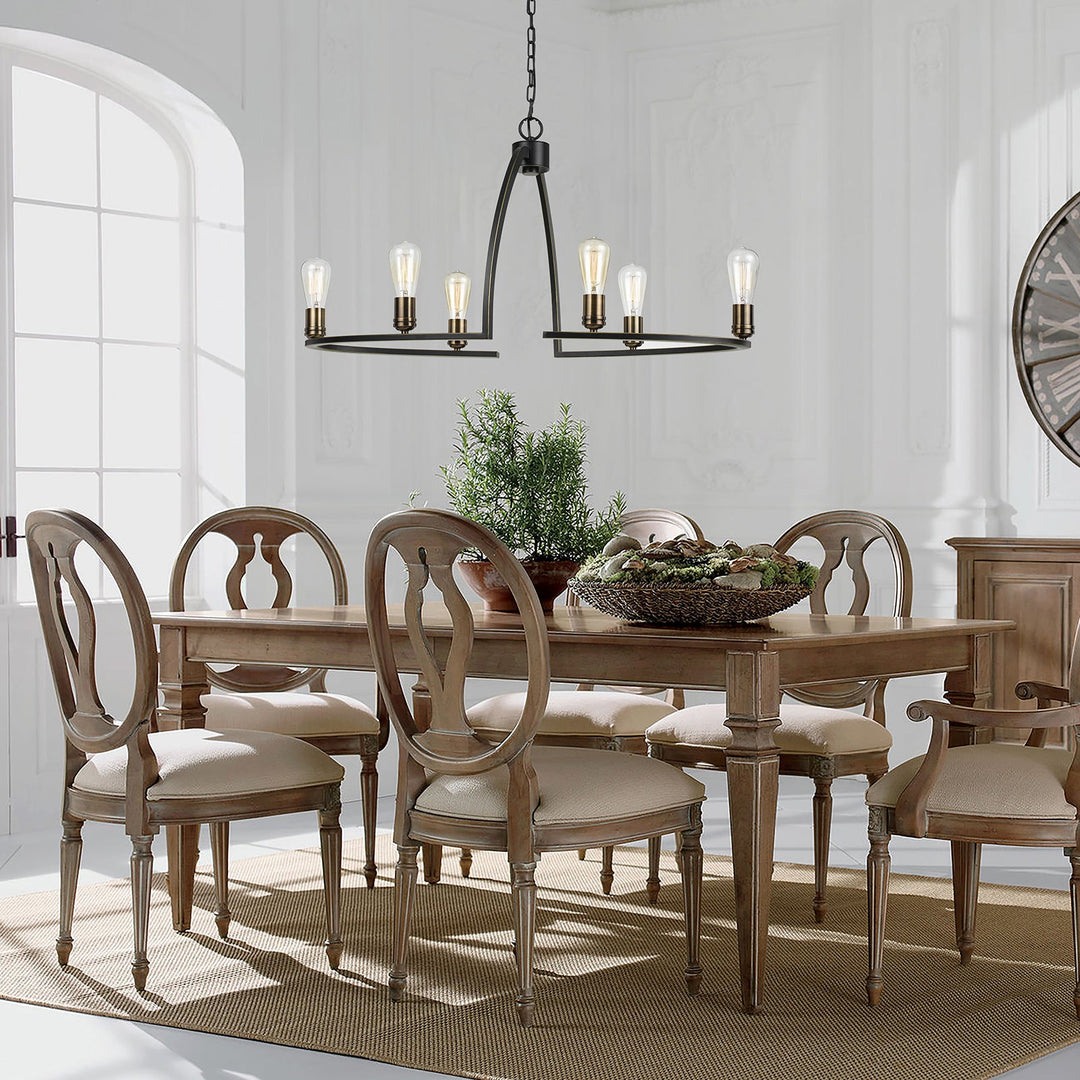 60W X 6 KINDER METAL 6 LIGHT CHANDELIER (EDISON BULBS NOT INCLUDED) Cal Lighting