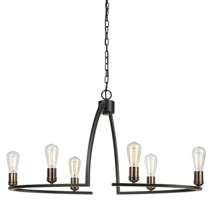 60W X 6 KINDER METAL 6 LIGHT CHANDELIER (EDISON BULBS NOT INCLUDED) Cal Lighting