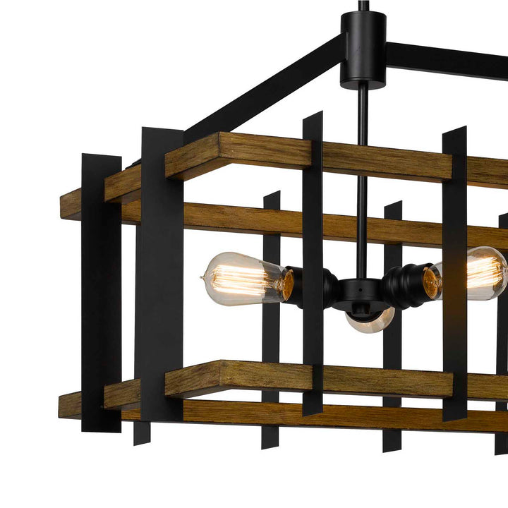 BRUCK 60W X 6 METAL/PINE WOOD ISLAND CHANDELIER  (EDISON BULBS NOT INCLUDED) Cal Lighting