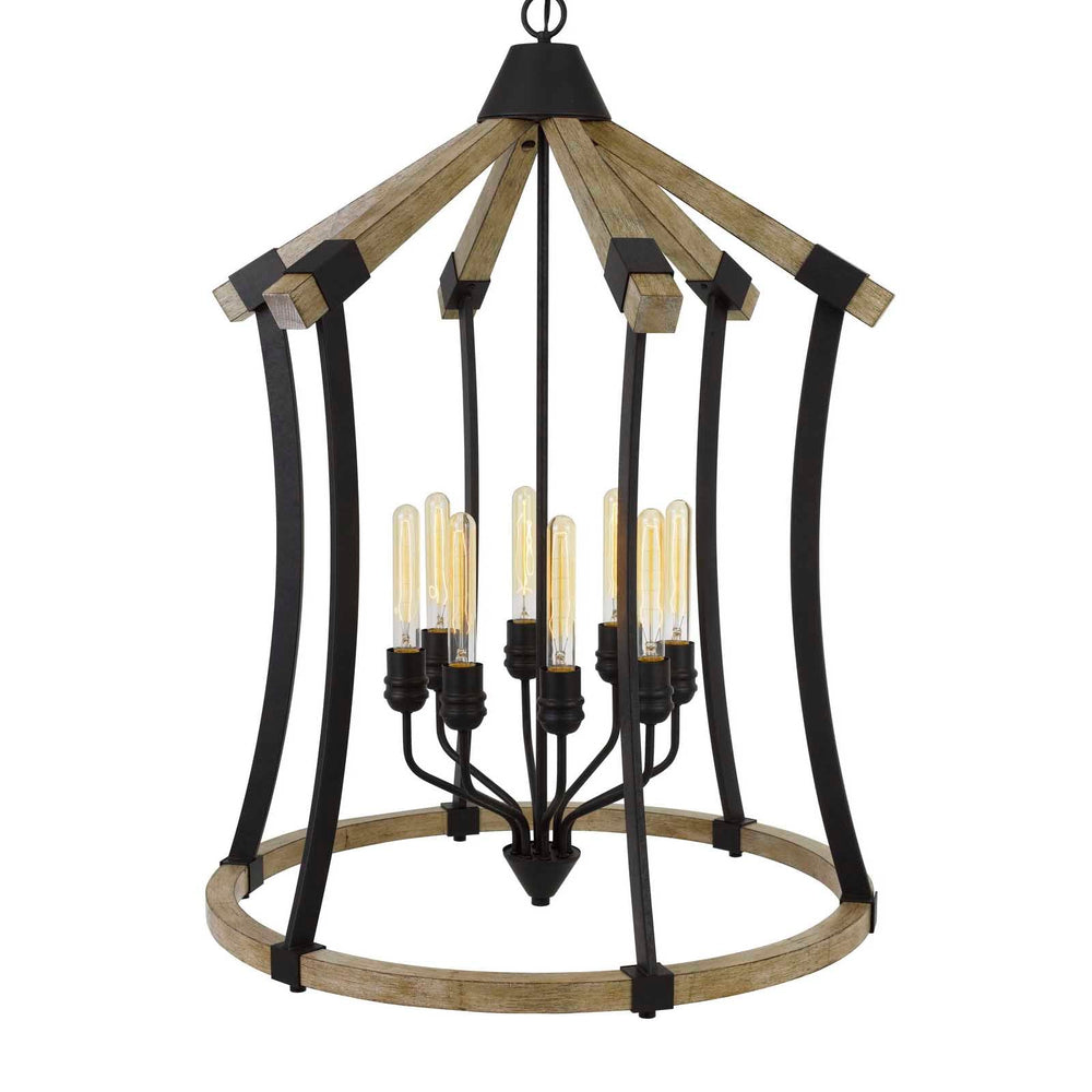 DALI 60W X 8 METAL/PINE WOOD CHANDELIER  (EDISON BULBS NOT INCLUDED) Cal Lighting