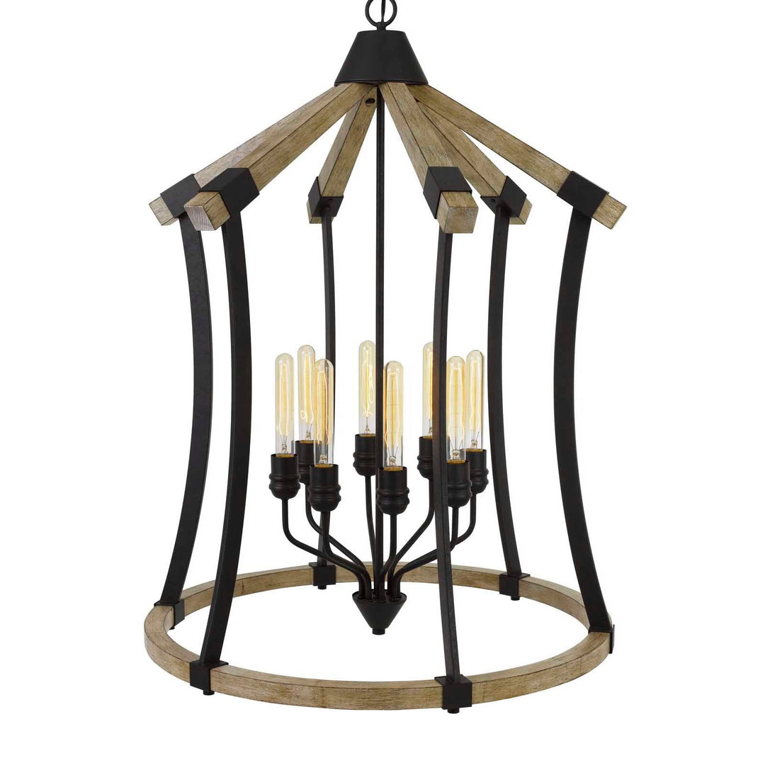 DALI 60W X 8 METAL/PINE WOOD CHANDELIER  (EDISON BULBS NOT INCLUDED) Cal Lighting