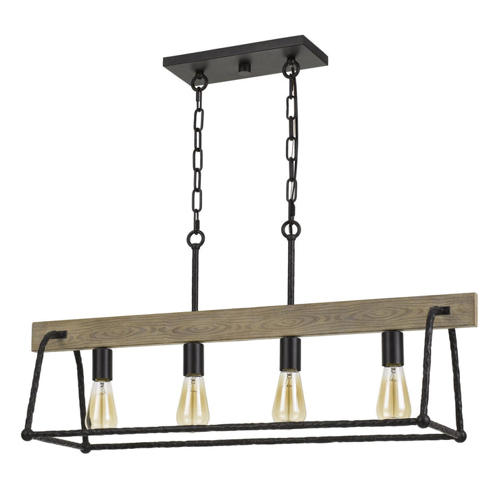 LOCKPORT HANG FORGED METAL/WOOD ISLAND CHANDELIER (EDISON BULBS NOT INCLUDED) Cal Lighting