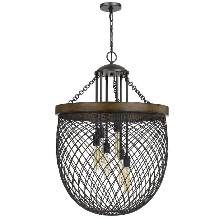MARION METAL/WOOD MESH SHADE CHANDELIER (EDISON BULBS NOT INCLUDED) Cal Lighting