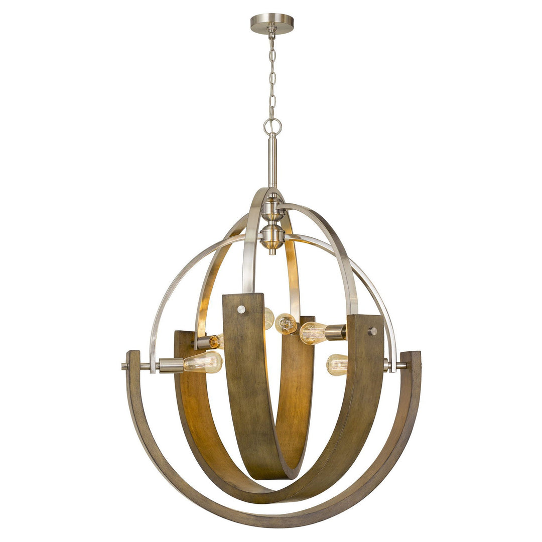 60W X 6 RAUMA METAL/WOOD CHANDELIER (EDISON BULBS ARE NOT INCLUDED) Cal Lighting