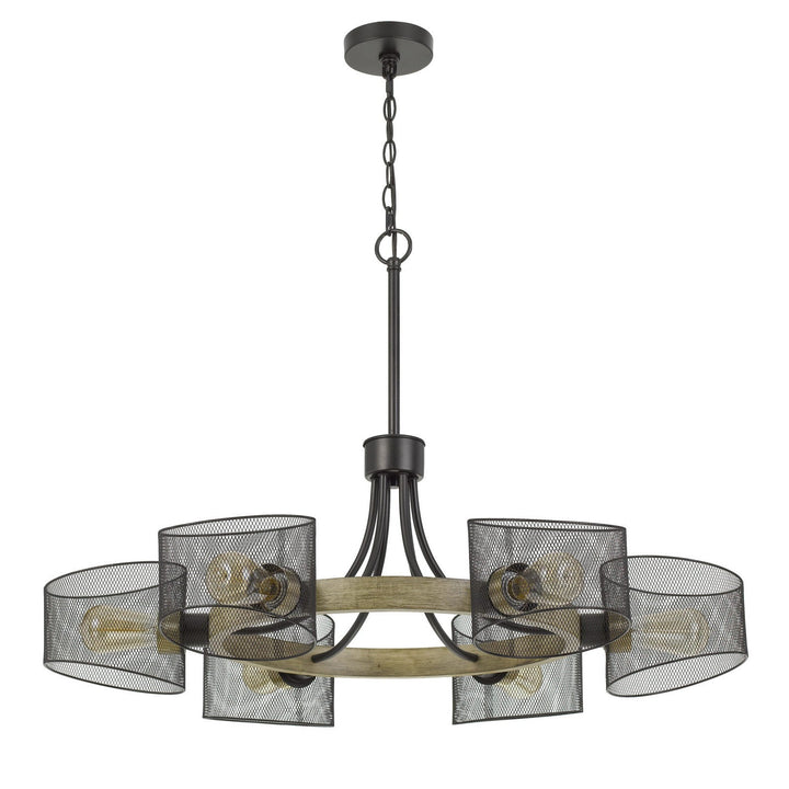 60W X 6 DRONTEN METAL/WOOD CHANDELIER WITH MESH SHADES (EDISON BULBS ARE NOT INCLUDED) Cal Lighting