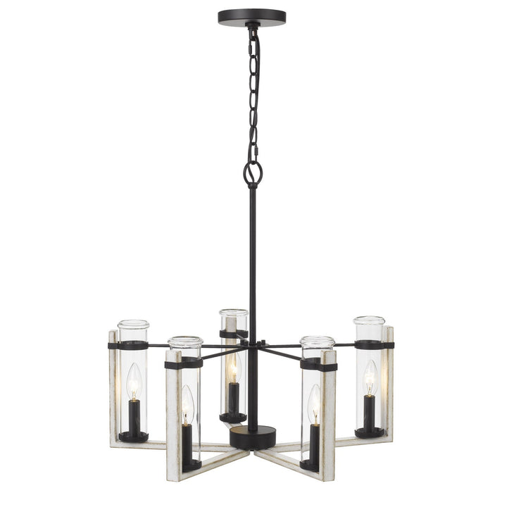 60WX  5 OLIVETTE METAL CHANDELIER WITH GLASS SHADE Cal Lighting