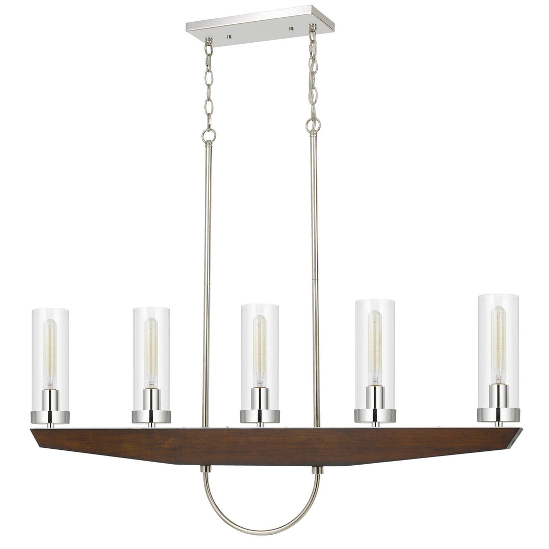 60W X 5 ERCOLANO PINE WOOD/METAL ISLAND CHANDELIER WITH CLEAR GLASS SHADE (EDISON BULBS NOT INCLUDED) Cal Lighting