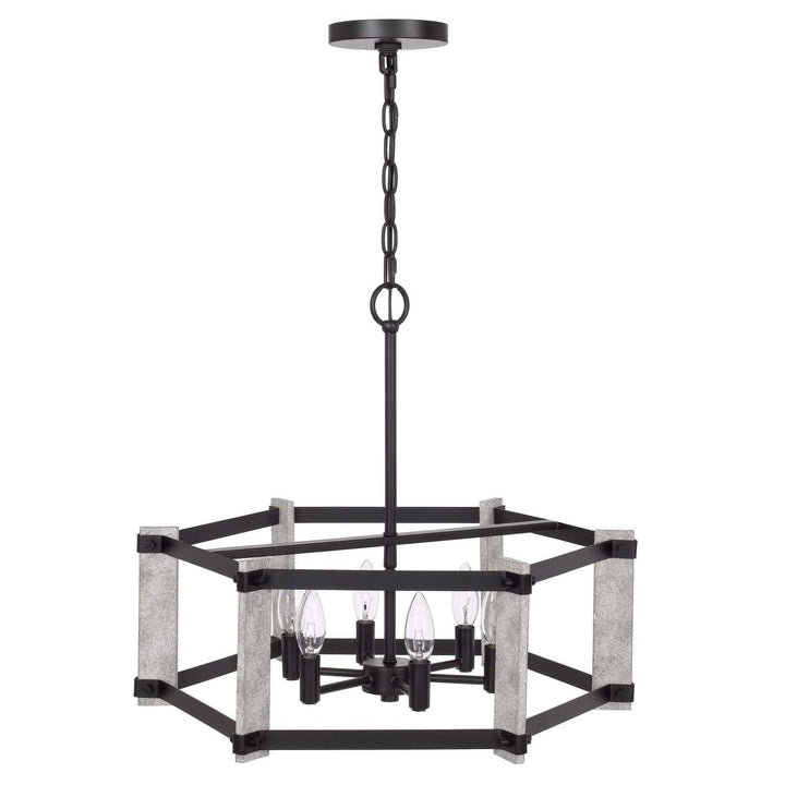 60W X 6 RUTLAND HAMMERED METAL CHANDELIER Cal Lighting