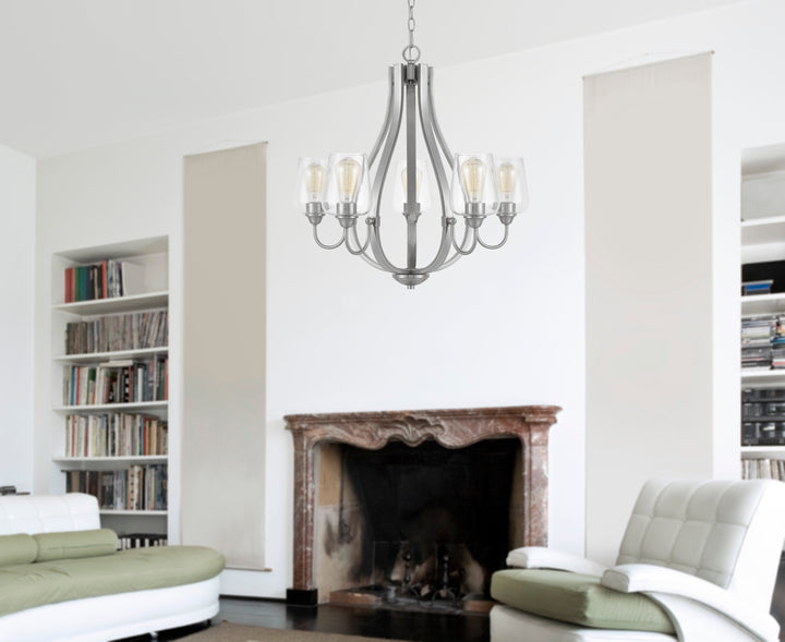 NEWPORT METAL CHANDELIER WITH GLASS SHADES Cal Lighting