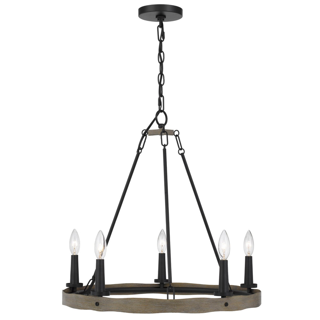 MAIDSTONE METAL CHANDELIER WITH WOOD FINISH Cal Lighting