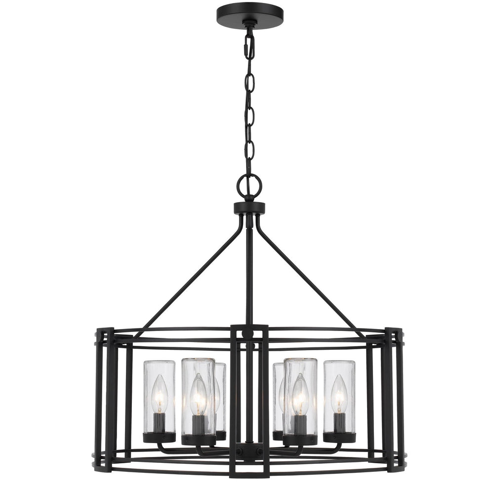 LUTON CAGE METAL CHANDELIER WITH GLASS SHADES Cal Lighting
