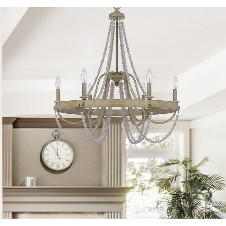 60W X 6 MACON BEADED METAL CHANDELIER Cal Lighting