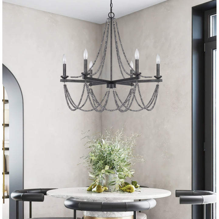 60W X 6 VENTURA METAL BEADED CHANDELIER Cal Lighting