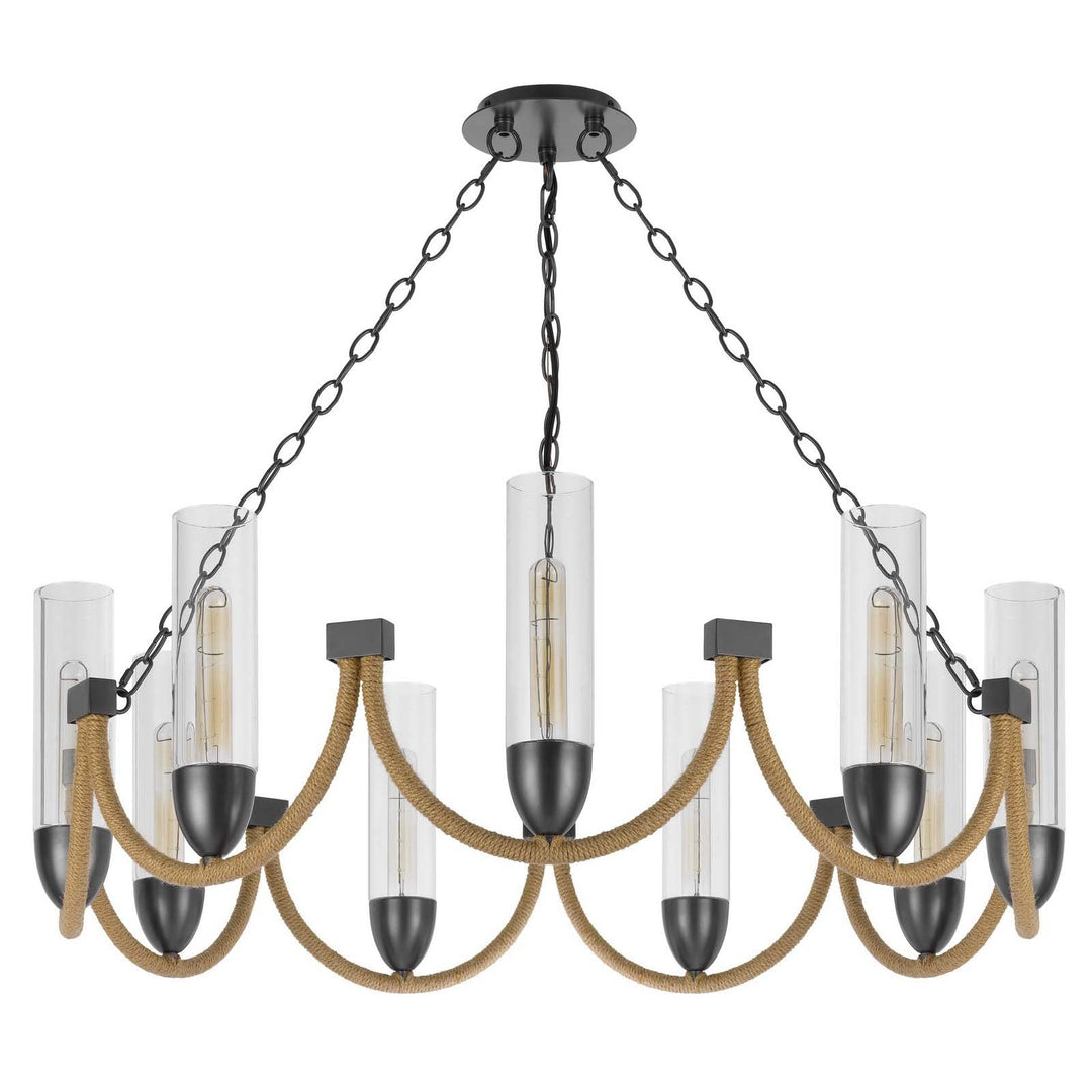 60W X 9 ARGYLE METAL CHANDELIER WITH MOSS RODS AND GLASS SHADES Cal Lighting