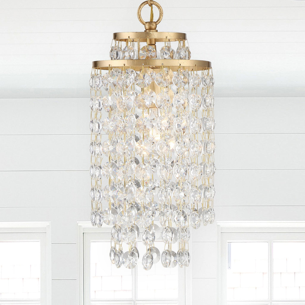 Crystorama Crystorama Gabrielle 1 Light Antique Gold Mini Pendant