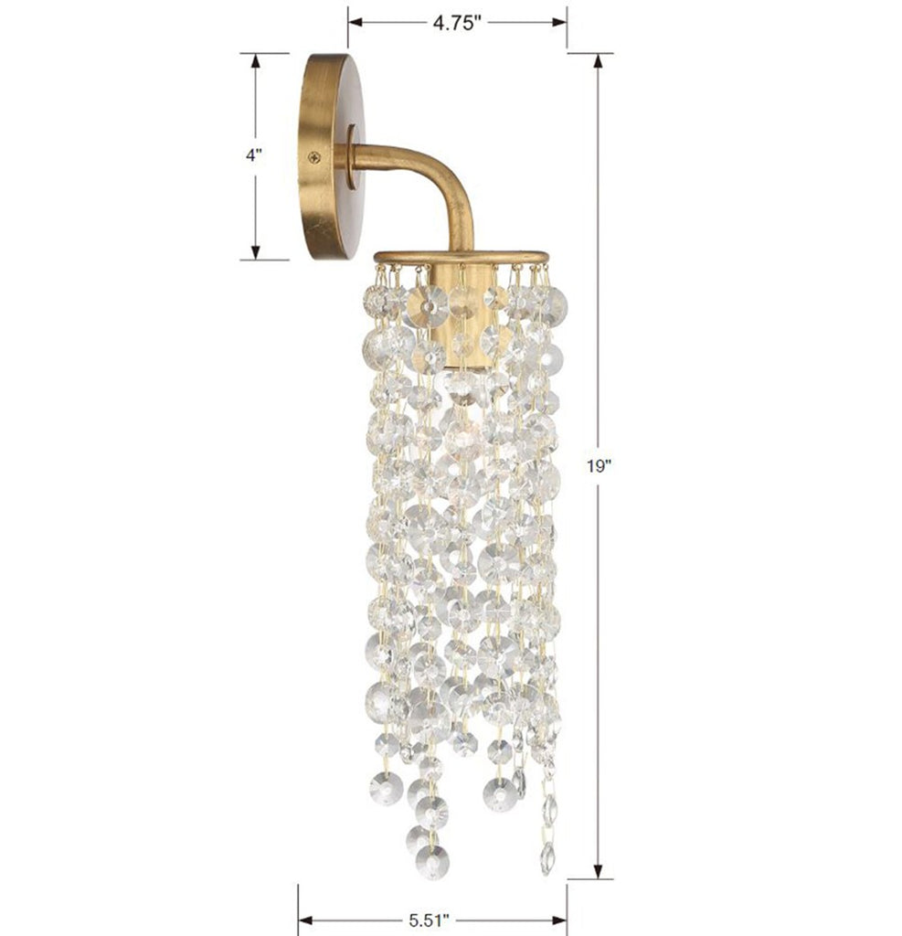 Crystorama Crystorama Gabrielle 1 Light Antique Gold Sconce