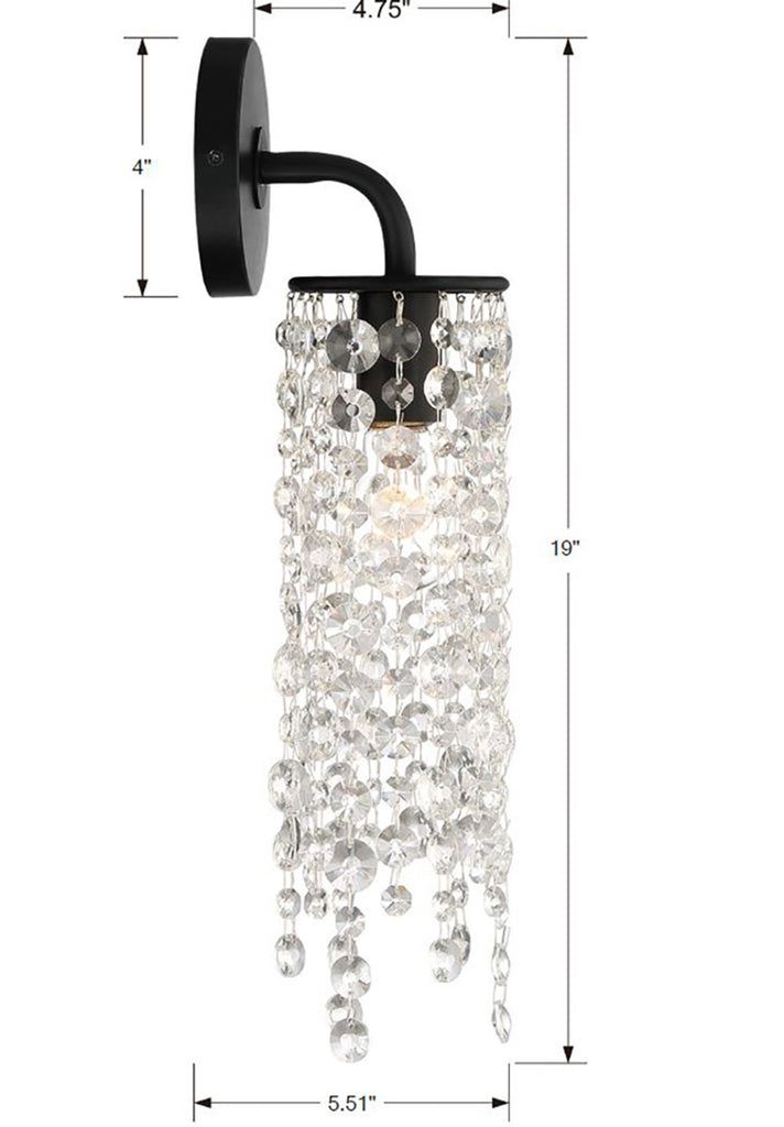 Crystorama Crystorama Gabrielle 1 Light Matte Black Sconce