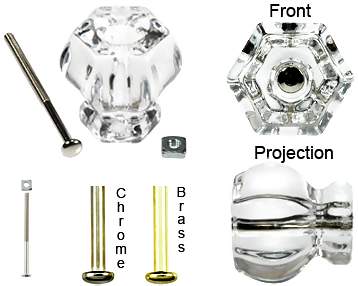 1 Inch Hexagon Crystal Glass Cabinet & Furniture Knobs (Several Colors) COPPER MOUNTAIN HARDWARE
