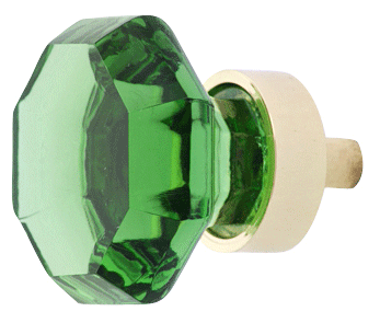 1 3/8 Inch Emerald Green Glass Octagon Old Town Cabinet & Furniture Knob COPPER MOUNTAIN HARDWARE