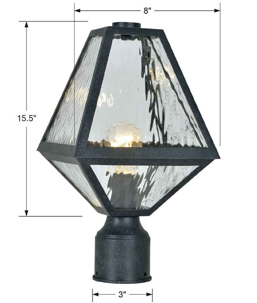 Brian Patrick Flynn Glacier 1 Light Black Charcoal Small Outdoor Post Crystorama