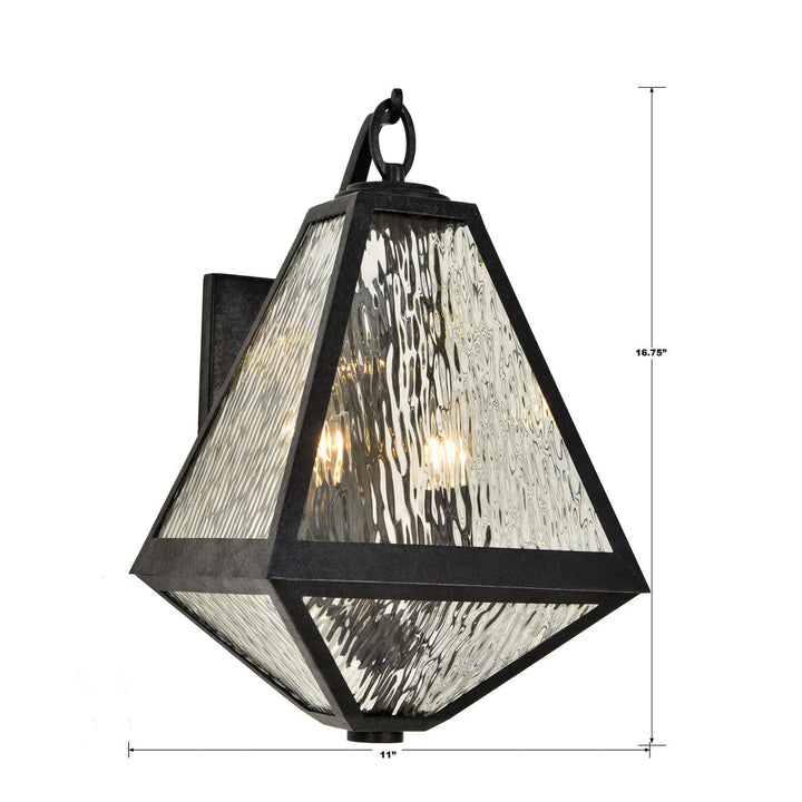 Brian Patrick Flynn Glacier 2 Light Black Charcoal Outdoor Sconce Crystorama