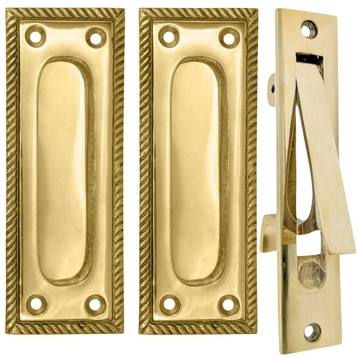 Georgian Rope Rectangular Pocket Door Set (Several Finishes Available) COPPER MOUNTAIN HARDWARE