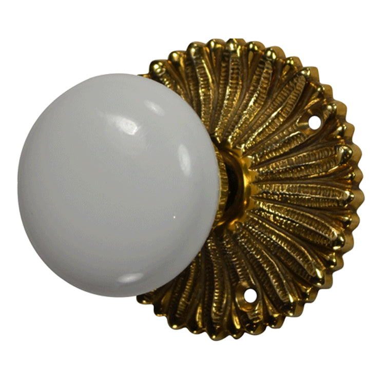 French Provincial Rosette Door Set with White Porcelain Door Knobs (Several Finishes Available) COPPER MOUNTAIN HARDWARE