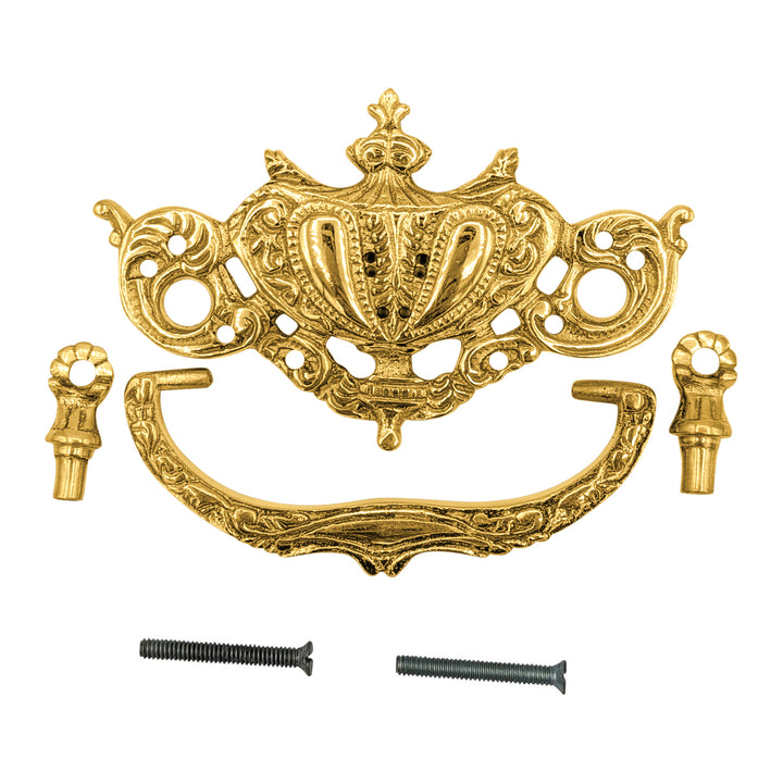 4 1/4 Inch ( 3 Inch C-C) Solid Brass Rococo Lamp Bail Pull