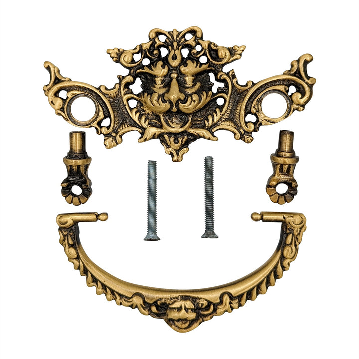 4 1/8 Inch Solid Brass Rococo Gargoyle Bail Pull COPPER MOUNTAIN HARDWARE